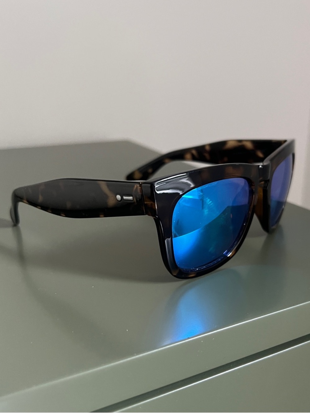 DOT DASH Women’s Tortoiseshell Sunglasses with Blue Mirrored Lenses